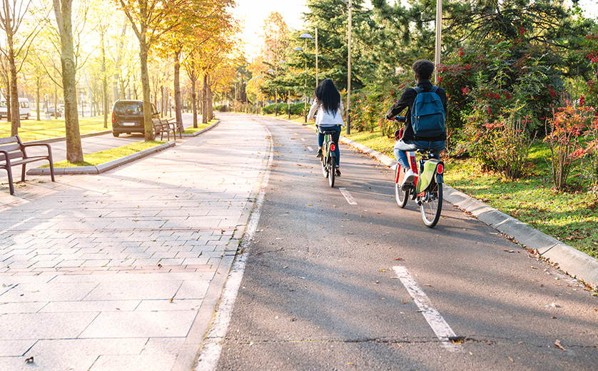 Bicycles in a sidewalk